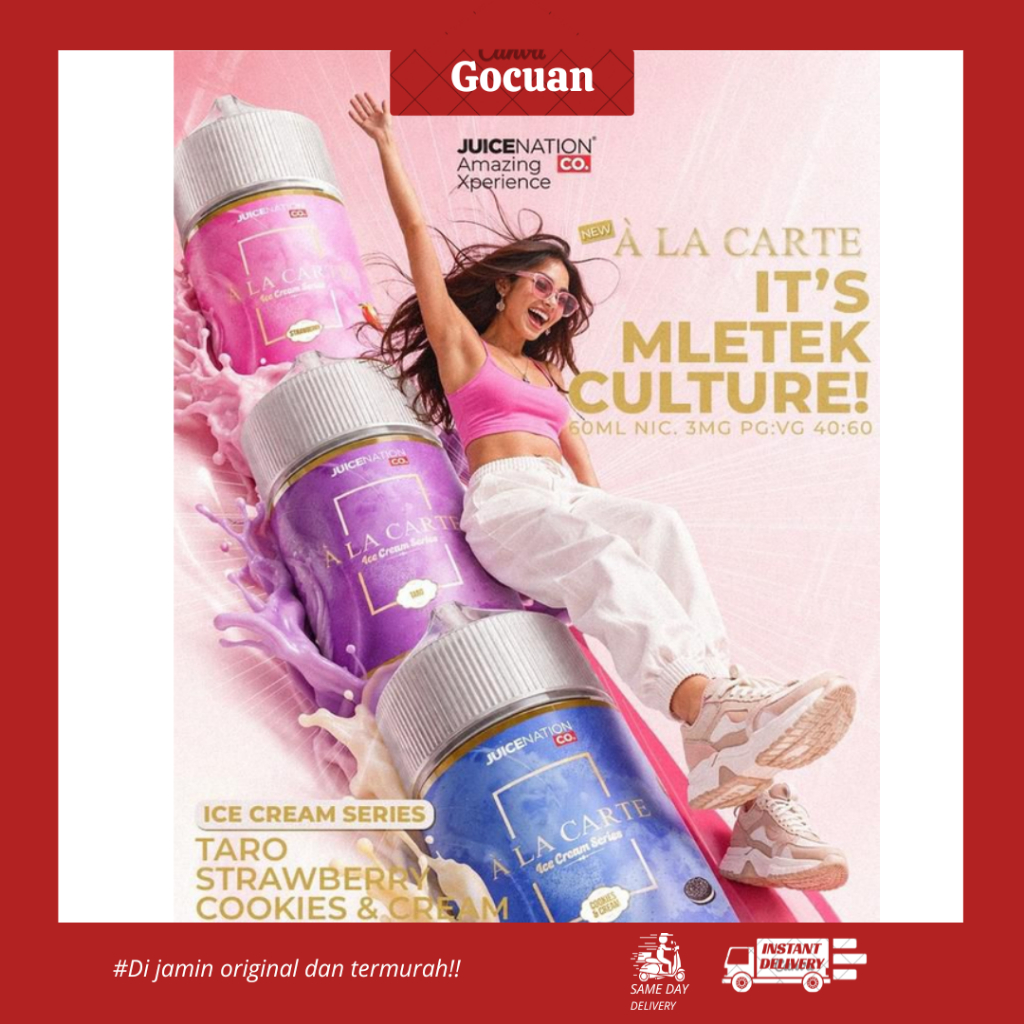 ALACARTE ICE CREAM SERIES FREEBASE 60ML 100% AUTHENTIC BY JUICENATION