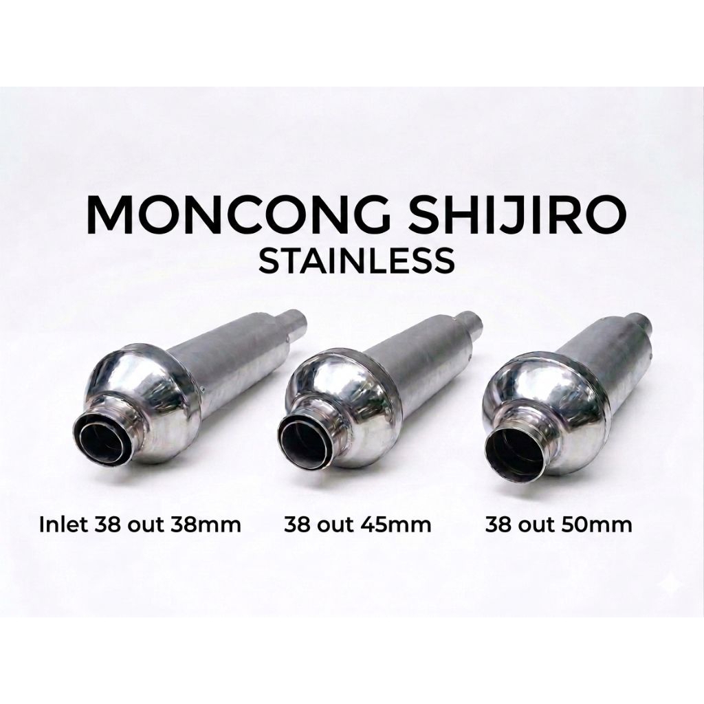 Knalpot kondoman+moncong shijiro stainless inlet 38mm out 38 45 50mm