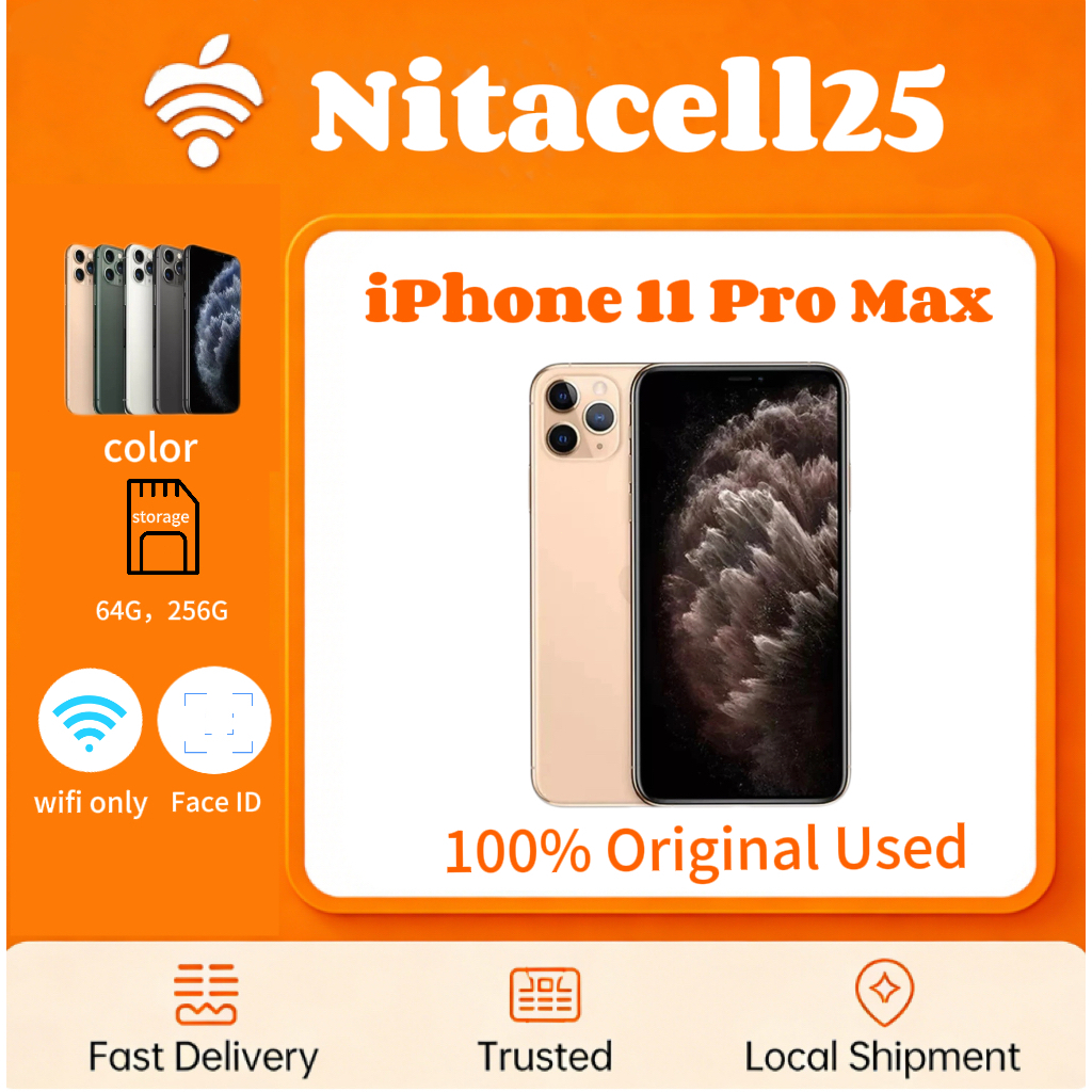 IPHONE 11 PRO MAX WIFI ONLY 64GB/256GB Bekas Second Original Mulus Fullset Game/Live/Merekam Video