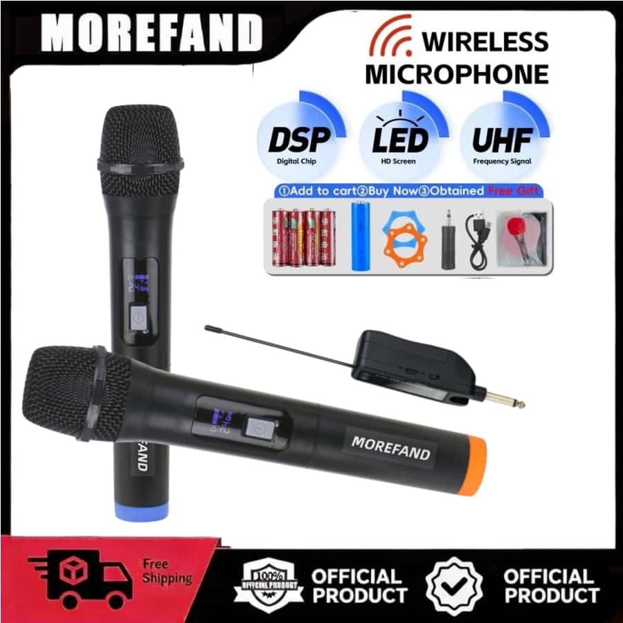 Microphone Wireless Mikrofon mic wireless Tanpa Kabel Frekuensi UHF Mic Karaoke UHF Double Microphon