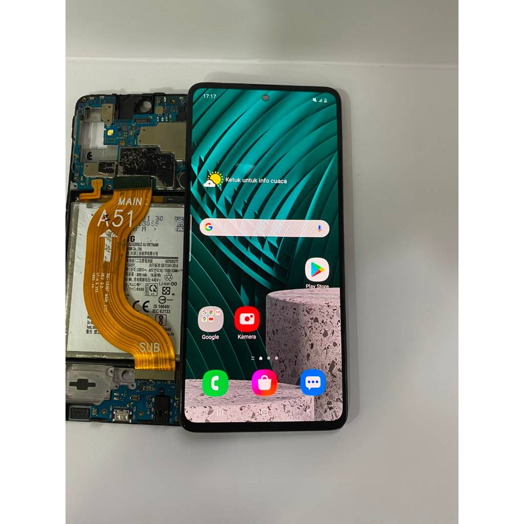 LCD SAMSUNG GALAXY A51 - A515 AMOLED ORIGINAL COPOTAN MINUS BINGKAI POLARIZ KUNING