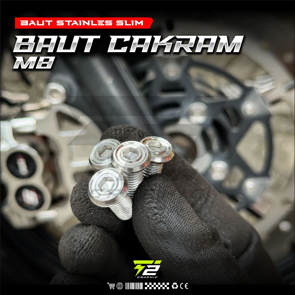 Baut Stainless Slim Cakram M8 baut cakram
