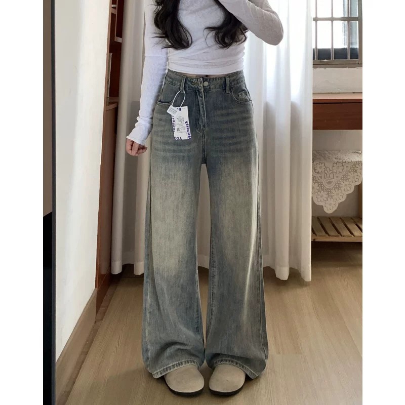 YOYO - Bigsize Jumbo S-4XL Retro Highwaist Celana Jeans Wanita Terbaru Kulot Biru Baggy Jeans Premiu