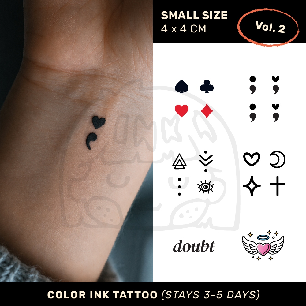 INKTROVERT Premium Temporary Tattoo - Tato Temporer Warna Semicolon Tahan Air