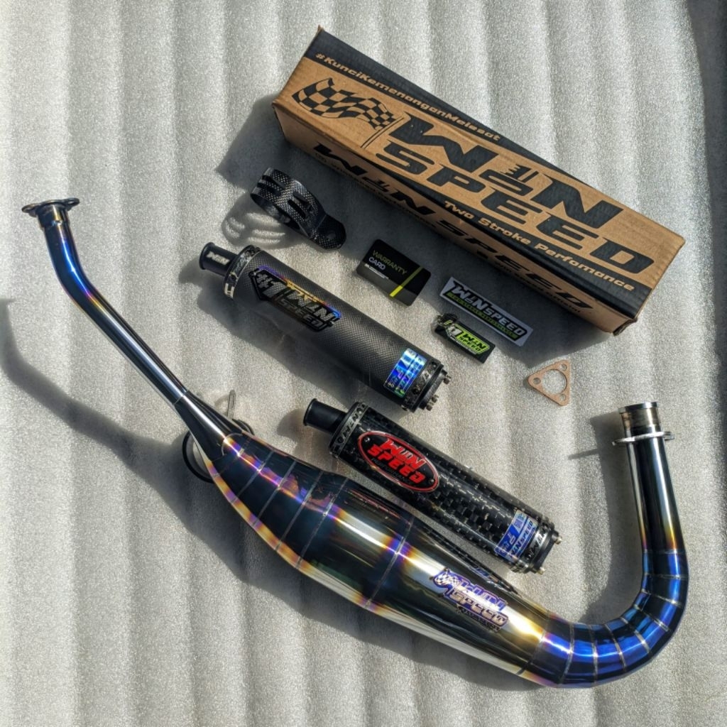 KNALPOT KOLONG PDK HALF BLUE RX KING SILINCER KARBON ORIGINAL WINSPEED