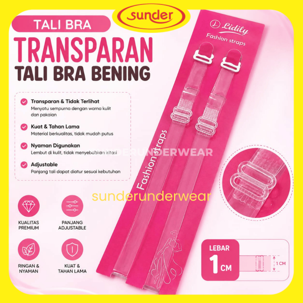 Tali Bra Transparan Bening Premium Tali Bh Kain Hitam Tally Lidily Kuat Awet