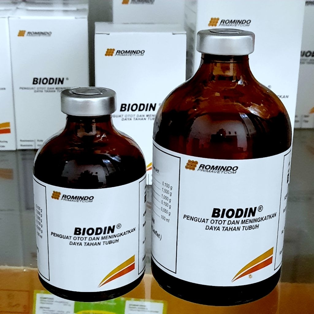 BIODIN ROMINDO 100 ML Obat Injeksi Penguat Otot Daya tahan tubuh hewan
