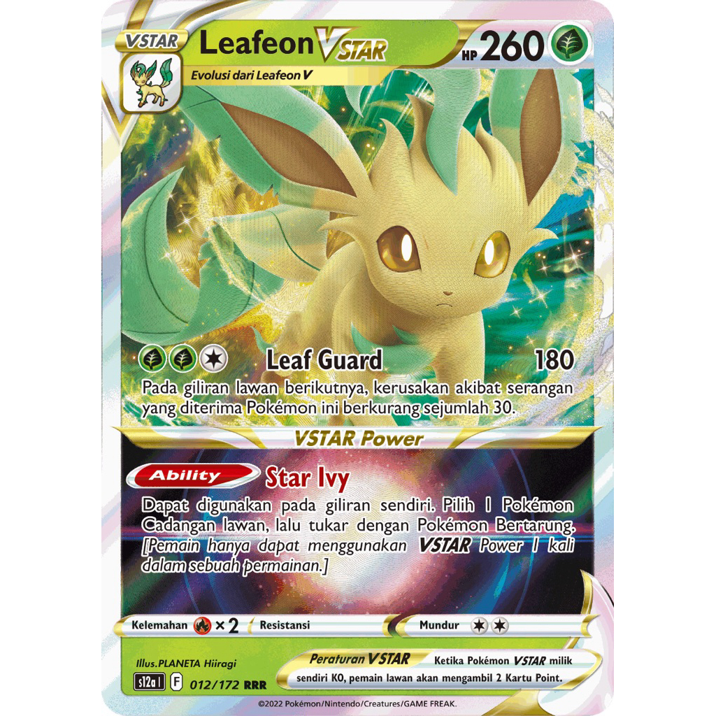Leafeon VSTAR #012 RRR VSTAR Semesta - Kartu Pokemon TCG Original Indonesia