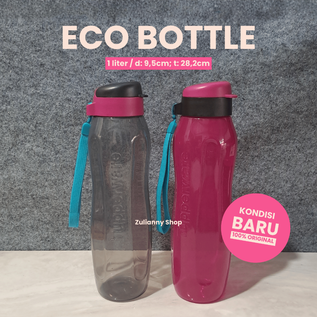 Tupperware Eco Bottle 1l/1liter Original Brand New | Botol Minum Elegan Bening Tali Tutup Flip