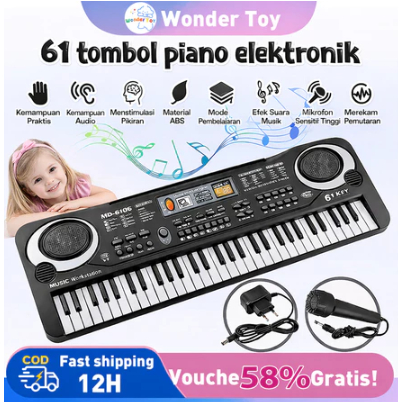 Piano 61keys Piano Elektronik Pemula Piano Mainan Anak-Anak Smart  Elektronik Untuk Pemula