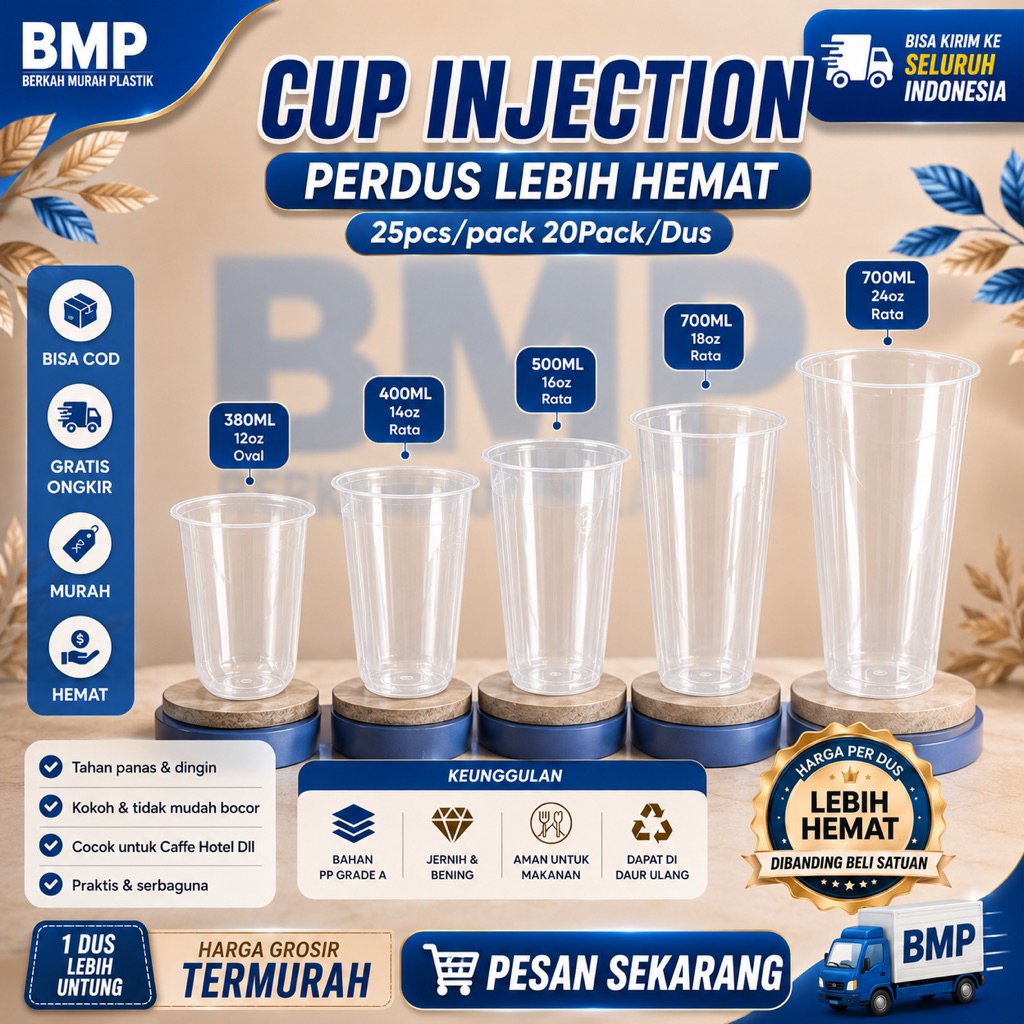 [500PCS] Cup Injection Oval 380 ml I Cup Injection Datar 400ml dan Cup Injection 500ml I Thinwall Cu