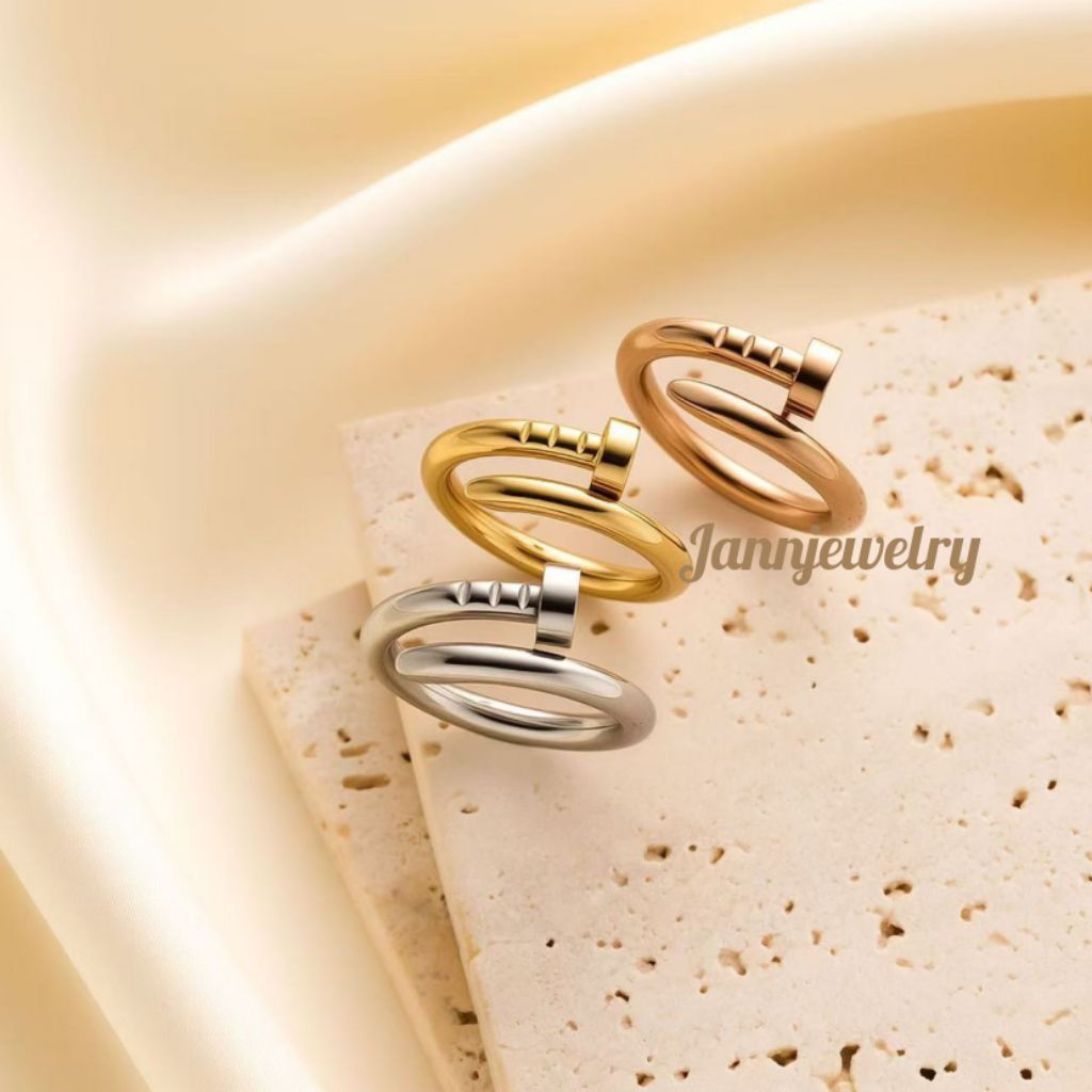 Cincin asli titanium permata zircon