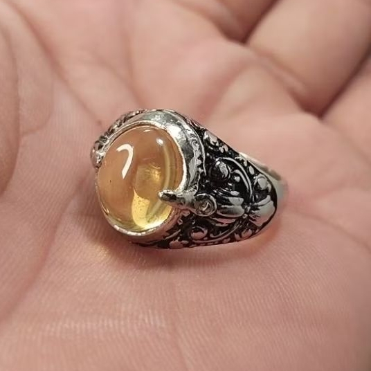 Cincin batu golden citrine kunyit 12mm