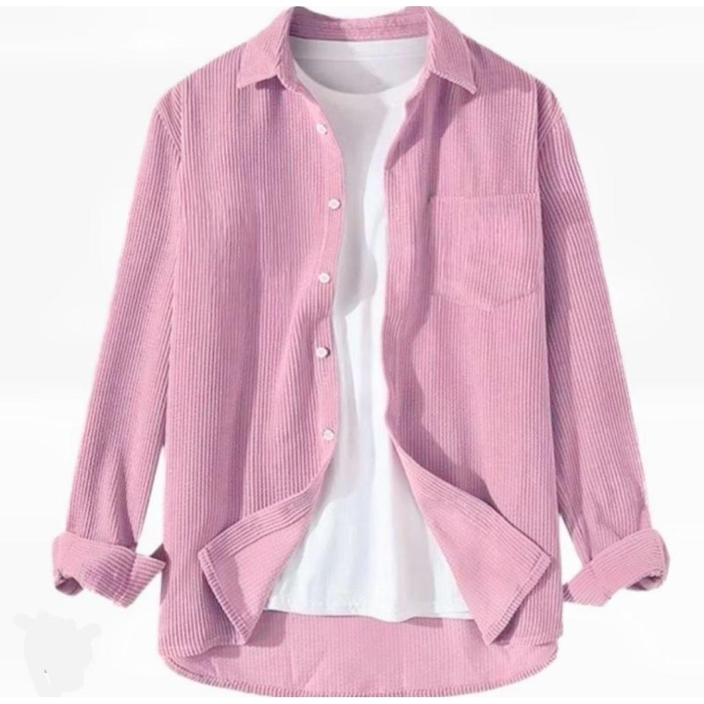 kemeja corduroy basic wanita hightwais korean style