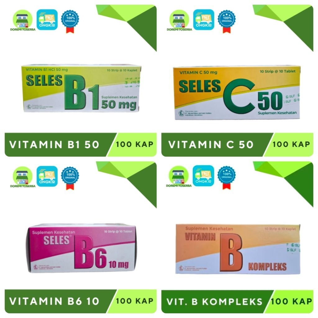 Vitamin B Kompleks / C 50mg / B1 50mg / B6 10mg/ BOX 100 tab / daya tahan tubuh