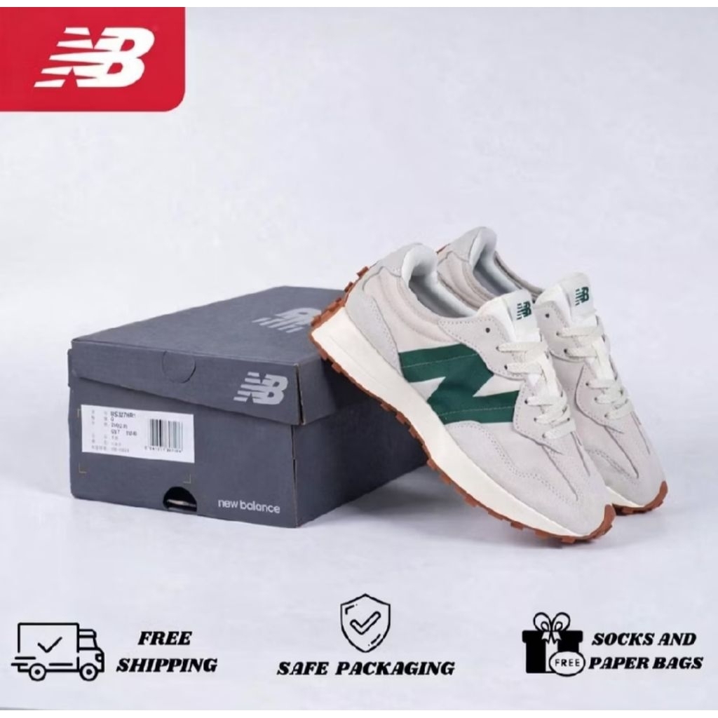 Sepatu New Balance 327 Beige Green Original Pria Wanita NB 327 Premium Sneakers Import