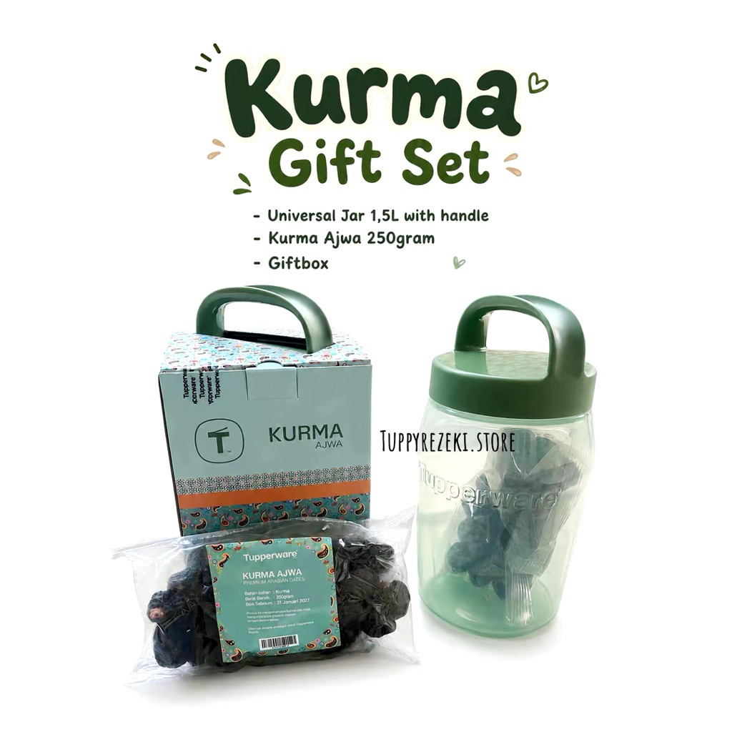 RARE IMPORT Tupperware KURMA GIFT SET Universal Jar 1,5L Handle with Kurma Ajwa