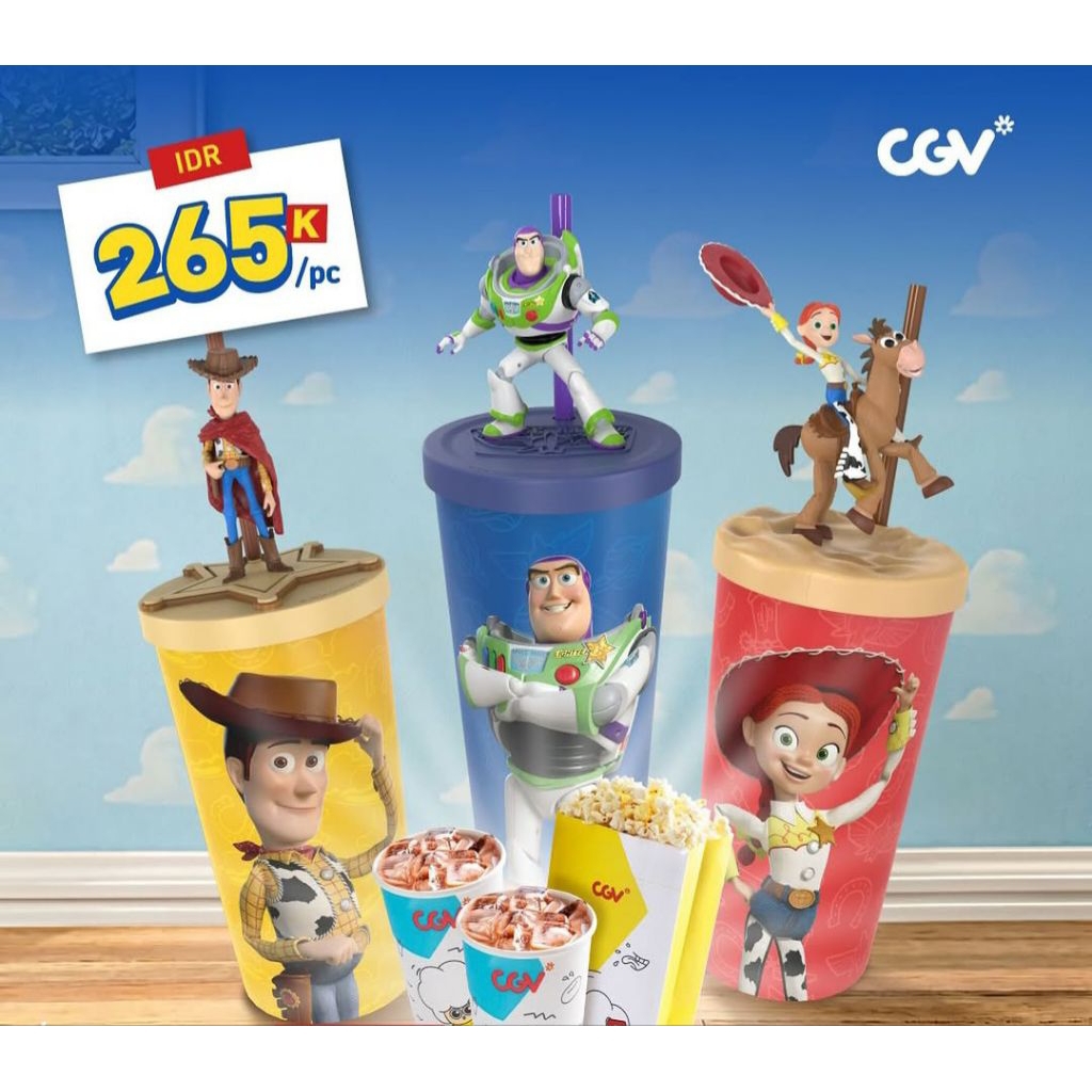 TOY STORY 5 X CGV TUMBLER OFFICIAL MERCHANDISE WOODY BUZZ JESSIE TOPPER CUP ORIGINAL MERCH FILM GIFT