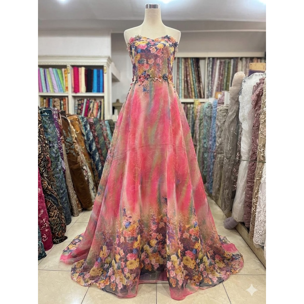Sifon Bordir Bunga pinggiran | harga per1/2meter kain gamis dress tunik