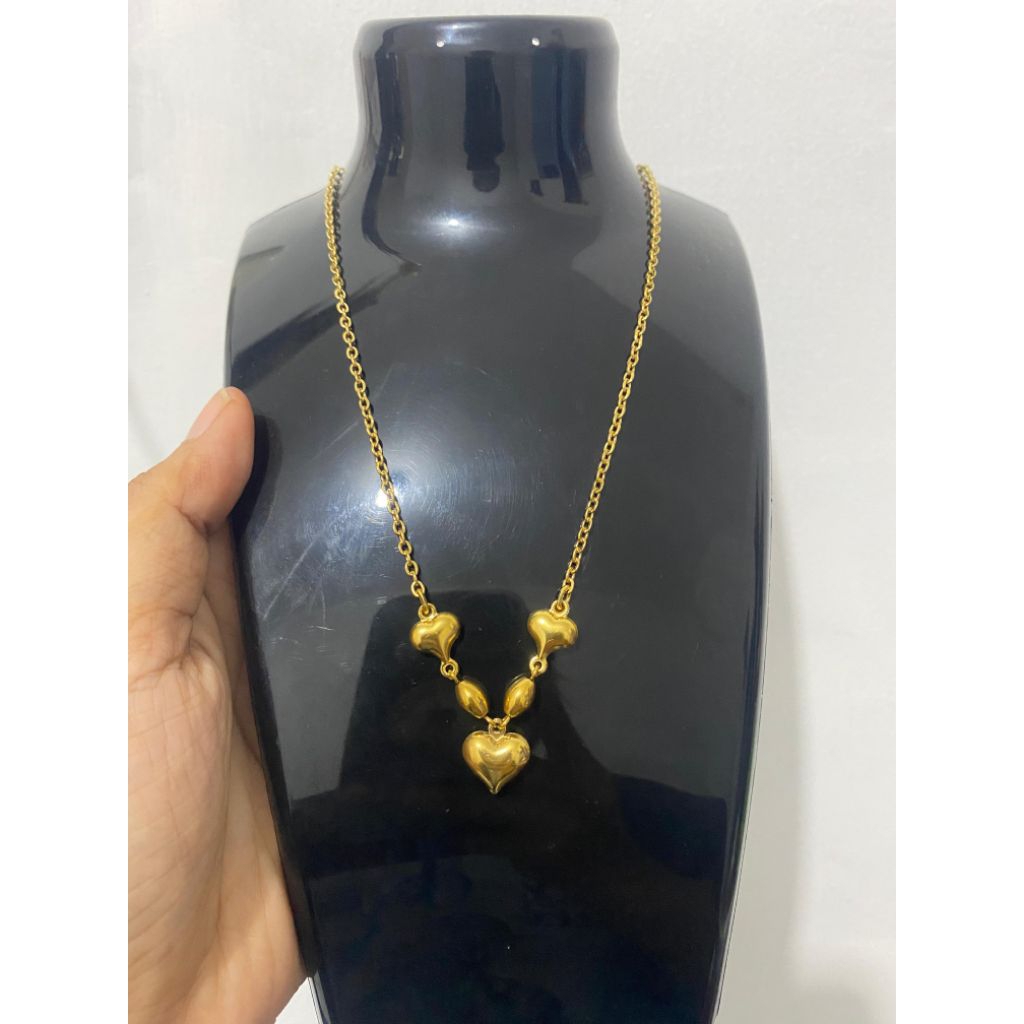 kalung dewasa asli Titanium lapis emas 23karat antikarat awet tahunan