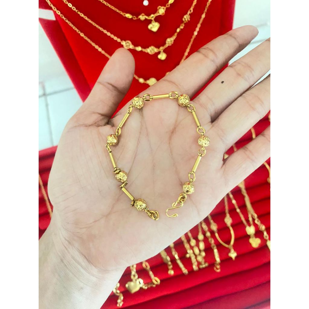 gelang asli Titanium lapis emas 23karat antikarat awet tahunan