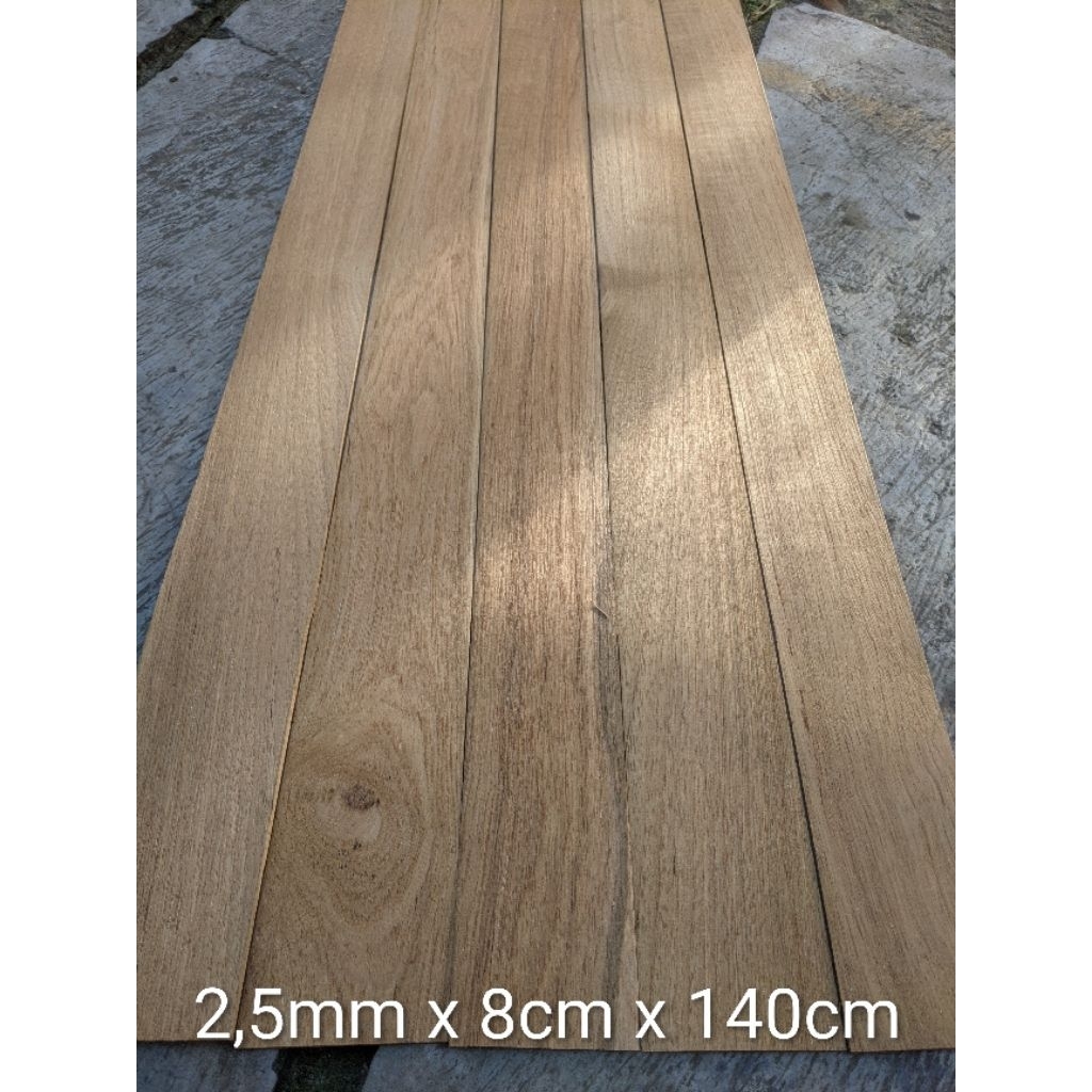 veneer kayu jati 0,25cm x 8 cm x 140 cm lamelaas teakwood