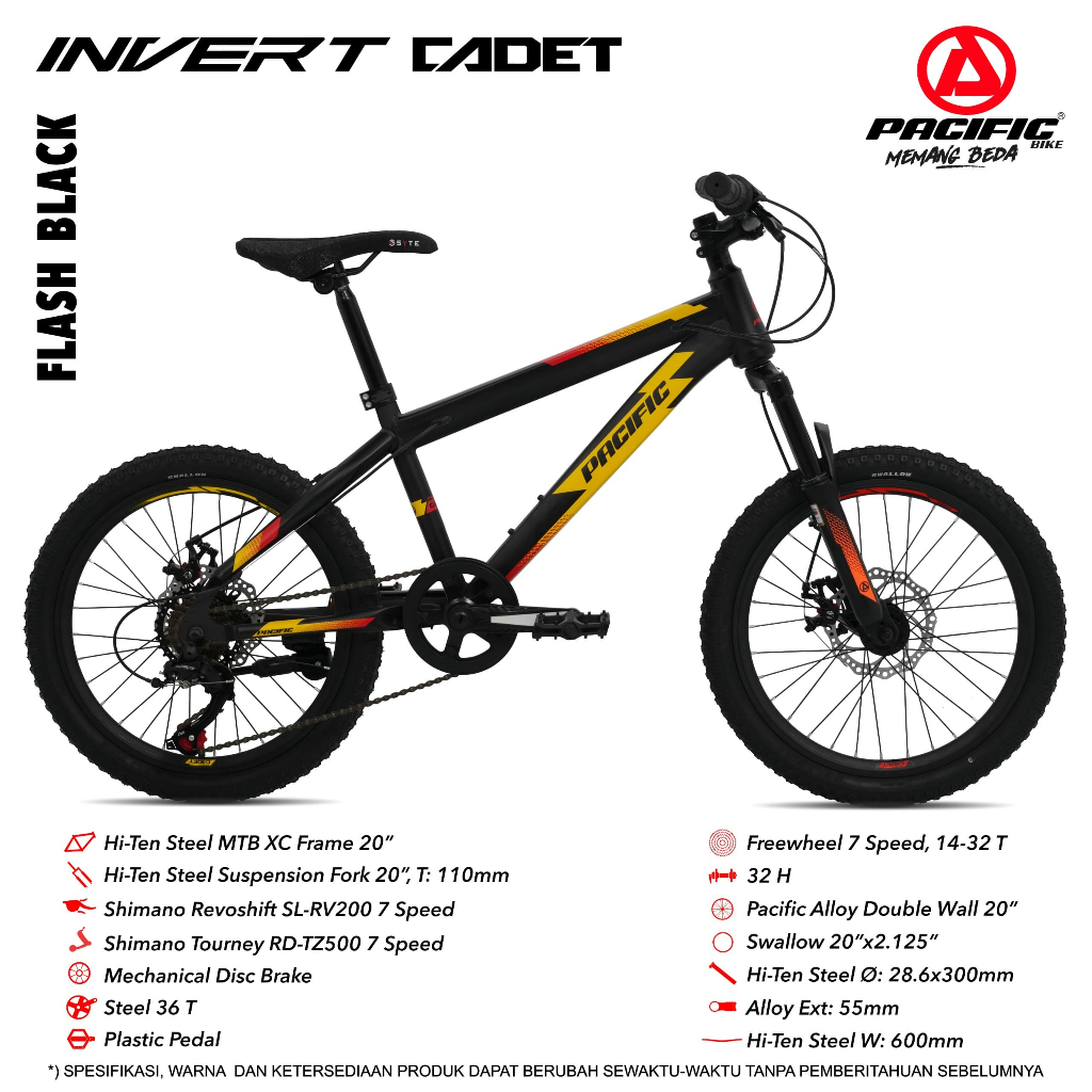 sepeda gunung mtb 20 inch pacific invert cadet sepeda gunung by pacific