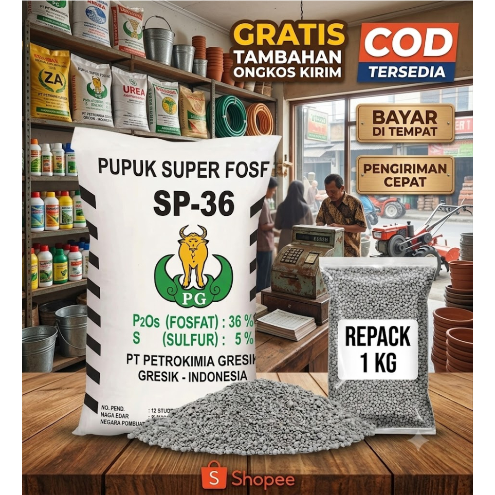 Pupuk SP-36 Petrokimia Gresik 1kg - Pupuk Super Fosfat untuk Pertumbuhan Akar dan Tanaman