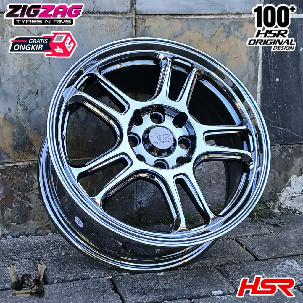 Velg Mobil R15 Black Chrome 4X100 / 4x114.3 HSR NX SPO Terbaru
