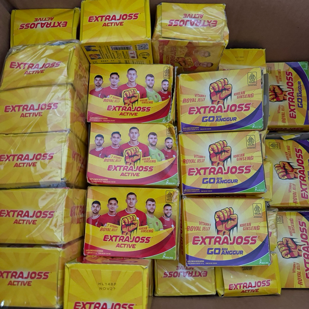 Extrajoss Active & Extrajoss Go Rasa Anggur Isi 12 Sachet Dan 5 Sachet