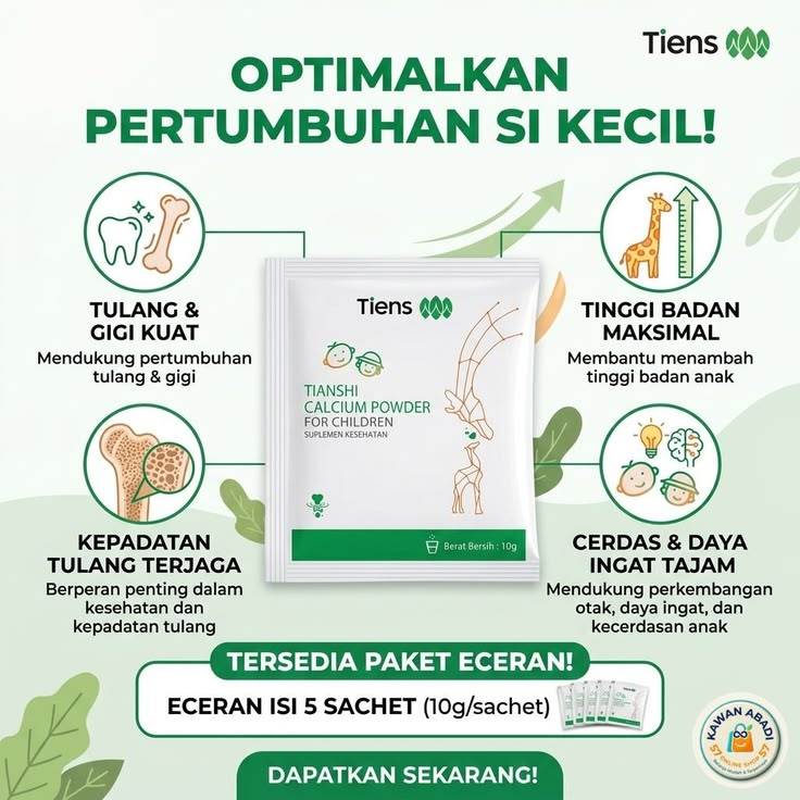 5 SACHET SUSU KALSIUM ANAK PENINGGI BADAN ANAK TIENS Tiens Calcium for Children Susu Kalsium Anak