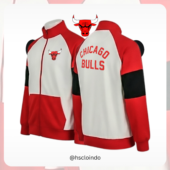 Jaket XS-5XL CHICAGO BULLS NBA Basketball Team Eastern Conference Tracktop Jacket Bahan Katun Fleece