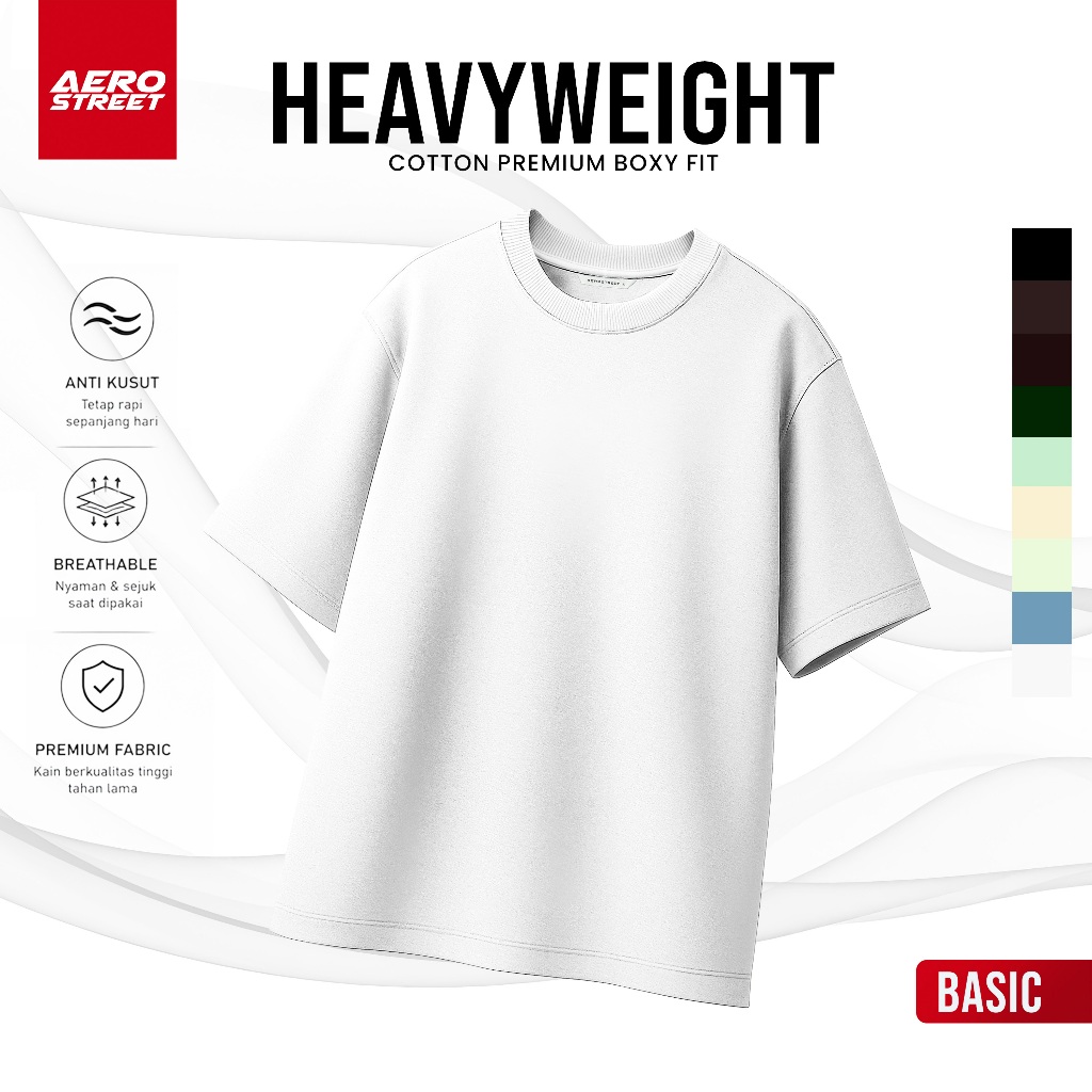 Aerostreet Brady Kaos Pria Boxy White T-shirt  Cowok Men Casual Cotton Premium Basic Minimalis Premi