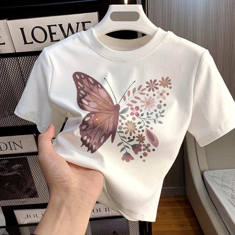 CROP TOP WANITA KUPU KUPU COKLAT BAHAN KNIT PREMIUM KAOS KUPU KUPU COKLAT