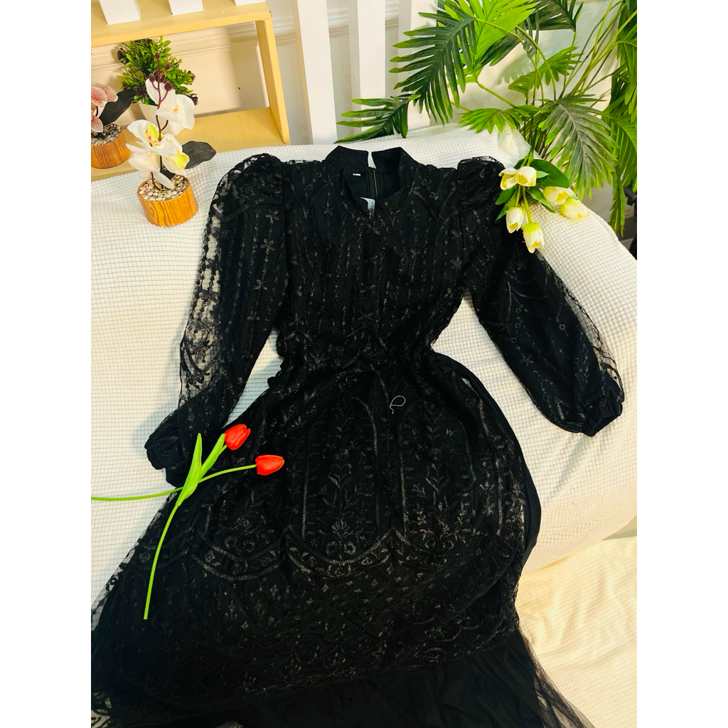GAMIS BROKAT HITAM PREMIUM