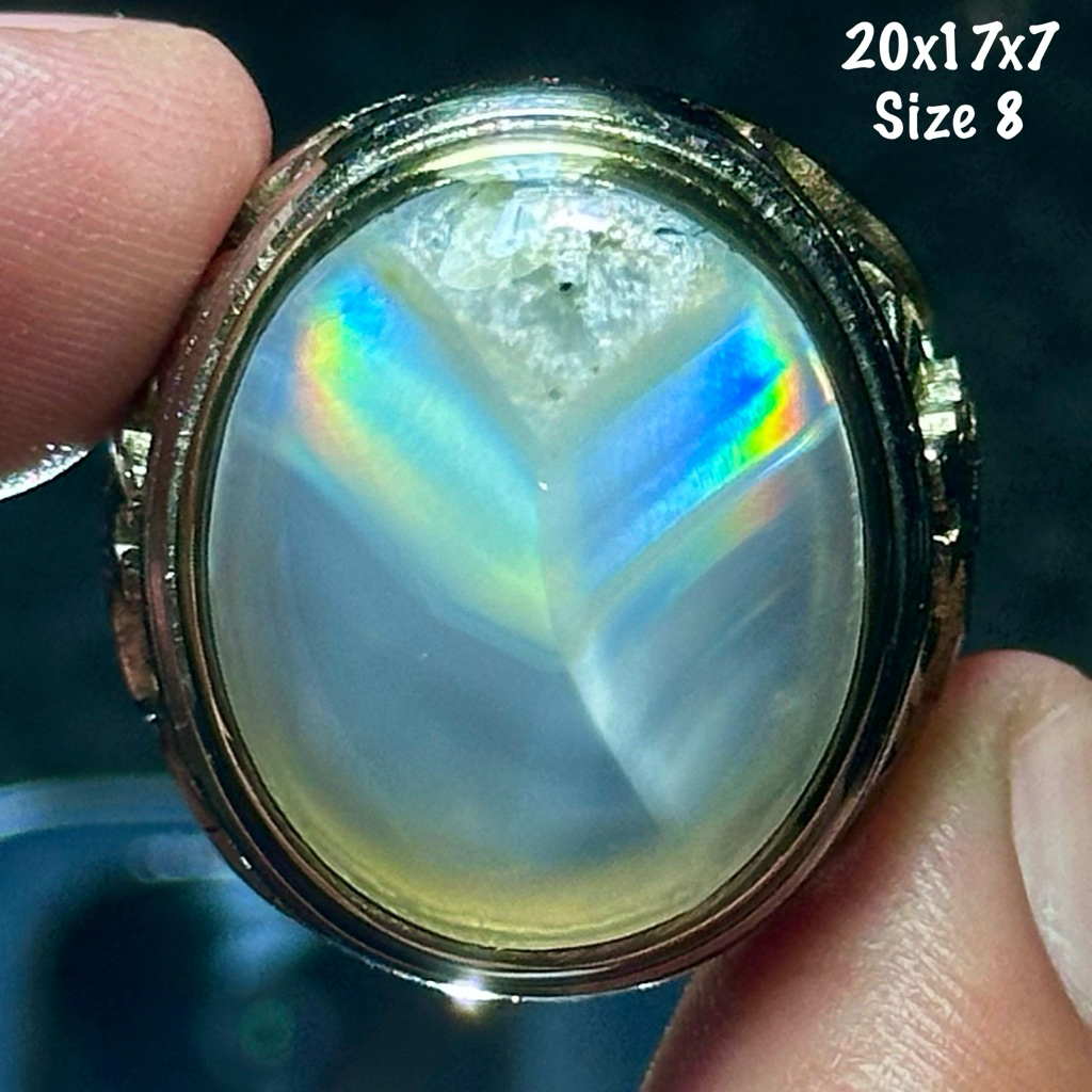 Cincin Batu Akik Natural Iris Junder Pelangi Kristal (asli alam)