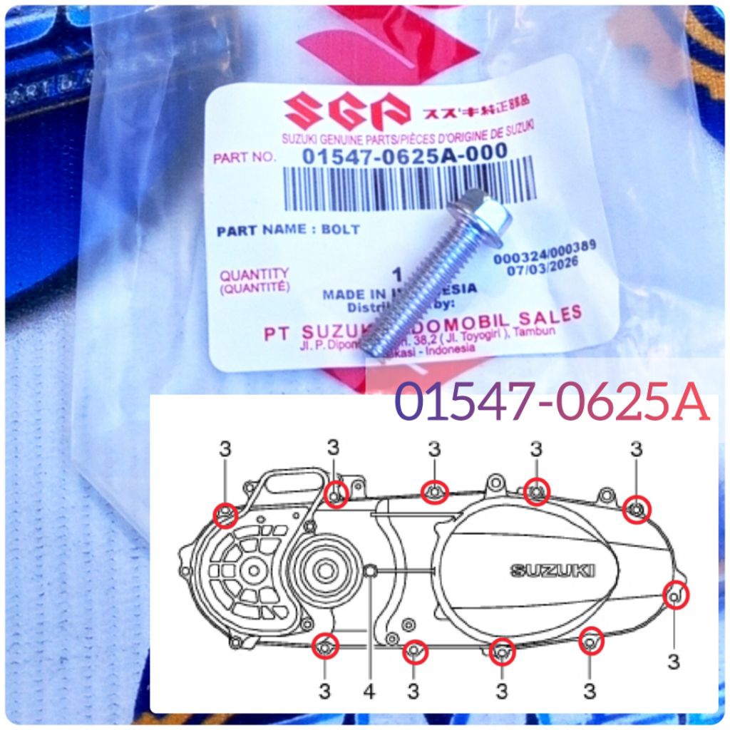 BAUT BAK CVT SKYWAVE/ HAYATE/ SPIN/ SKYDRIVE KODE 01547-0625A ORIGINAL SGP