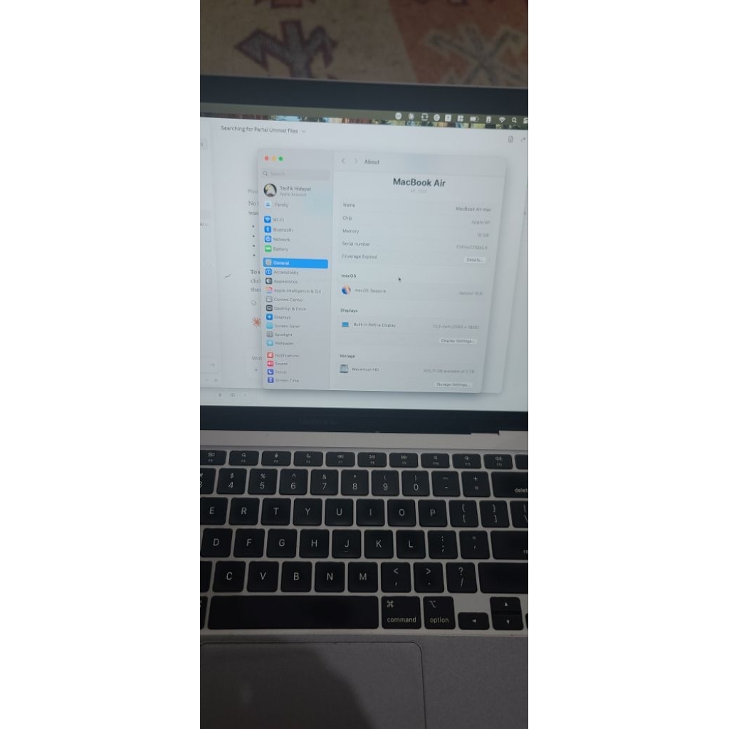 Macbook Air M1 16/2 TB second bagus mulus