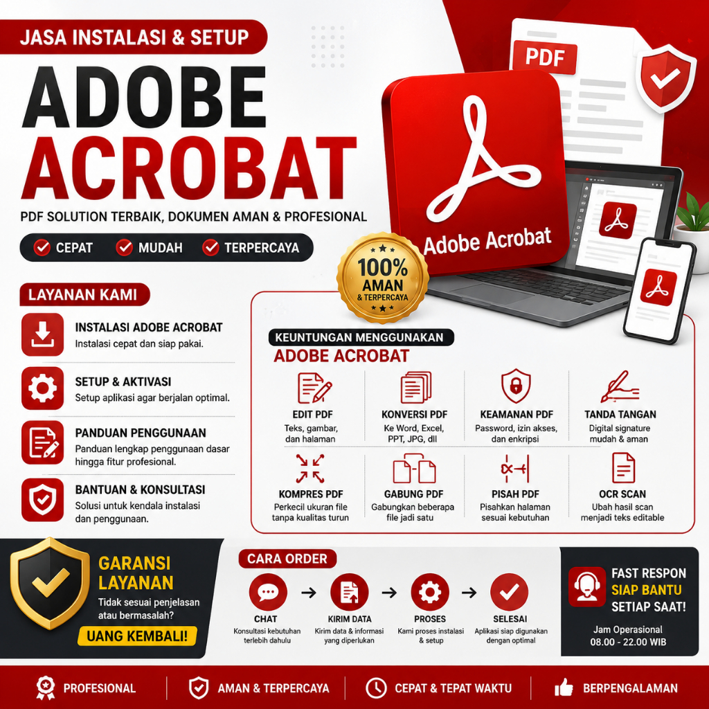 Jasa Instalasi Adobe Acrobat PDF Reader dan Panduan Penggunaan windows dan mac + master