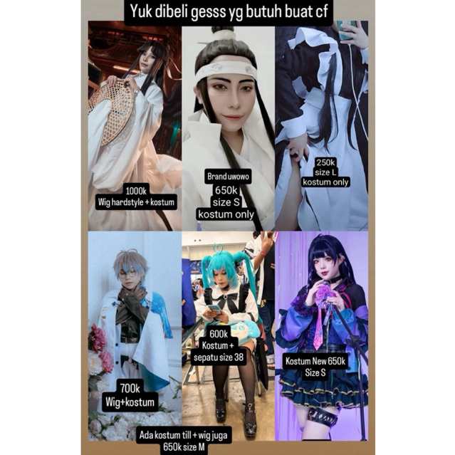 kostum cosplay xie lian, miku, meloco, till alien stage