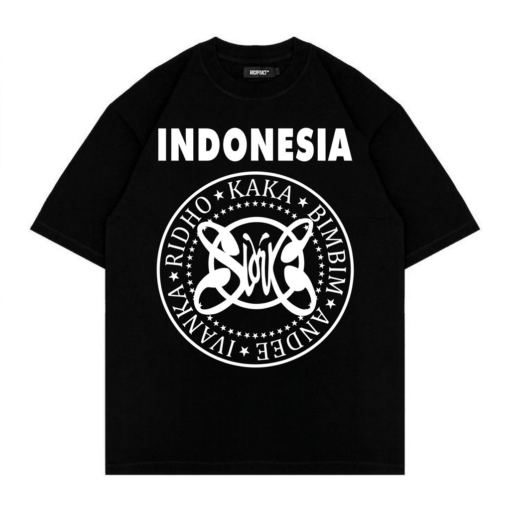 Kaos Slank Indonesia Black Edition - Baju Kaos Musik Slankers Pria & Wanita cotton combed 24s Bonus 