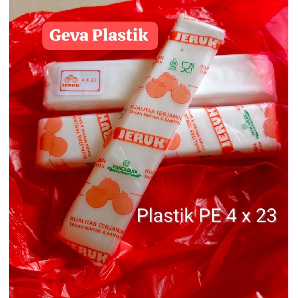 (2 bks) Plastik PE Jeruk 4x23 Plastik PE Jeruk 4x23 Plastik Bening PE 4x23