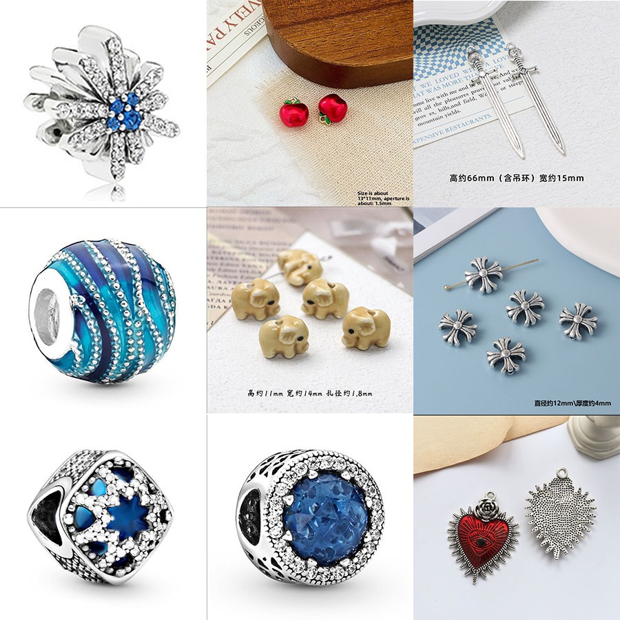 Exquisite Copper Alloy Charms Apple Cross Heart Sword Elephant Ceramic Pendants for DIY Bracelets Ne