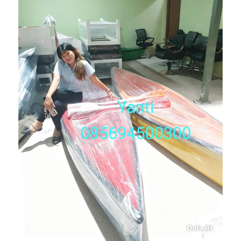 kano duble bahan fiber,sepeda air goes,perahu fiber atau sampan dayung,sepeda air bebekk sedang