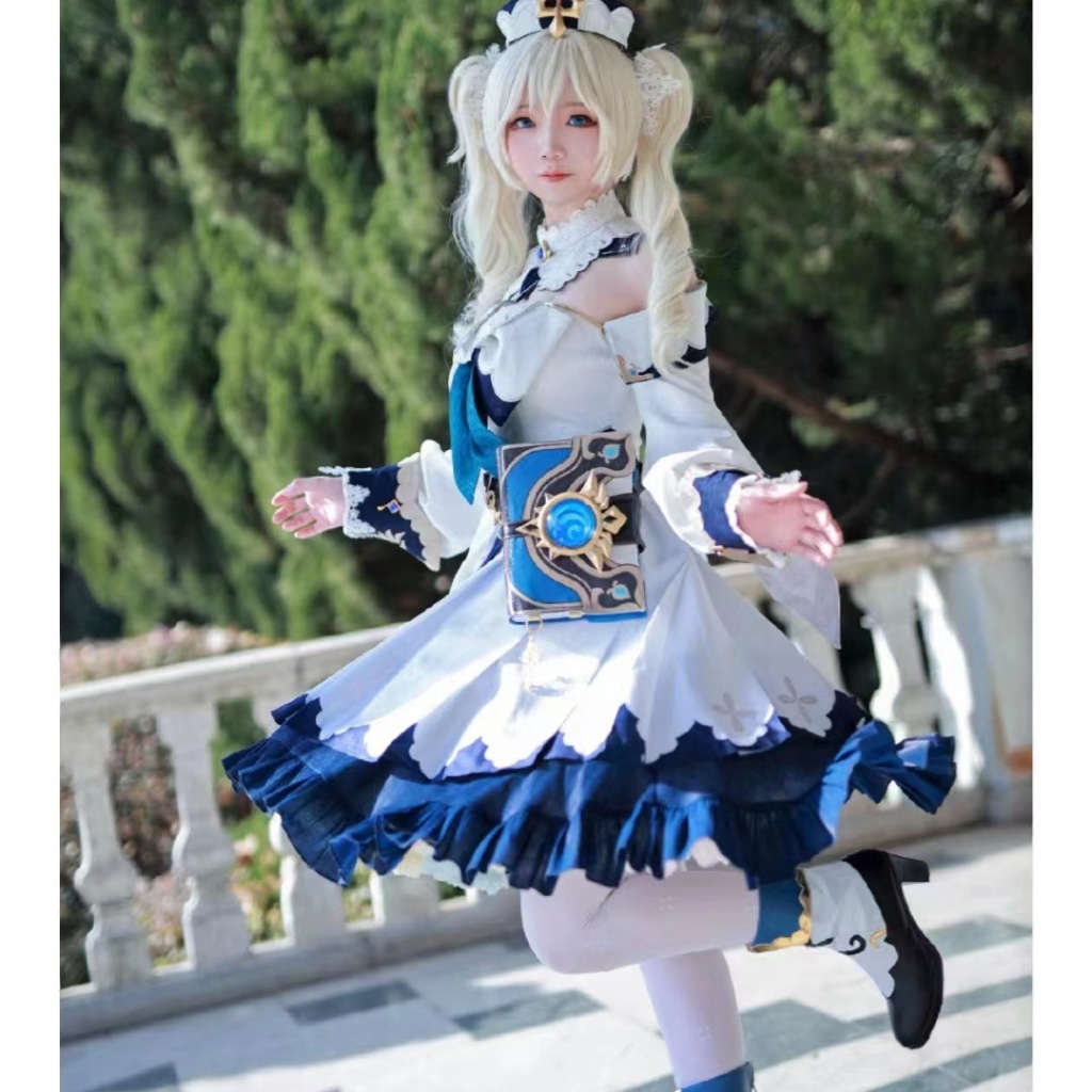 Kostum Cosplay Genshin Impact Barbara Full Set Baju Wig Sepatu Anime Bergaransi Premium