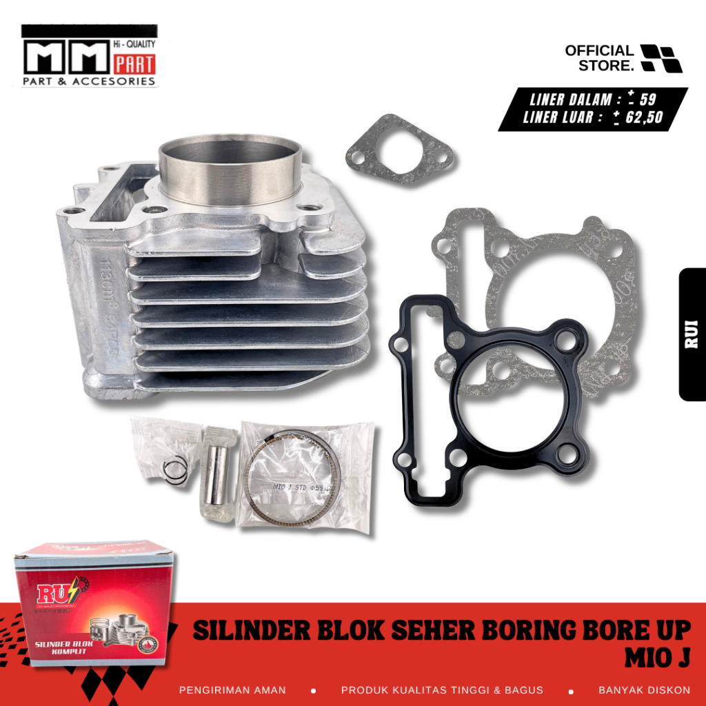 SILINDER BLOK (ASSY) MIO J (59 MM) RUI - CYLINDER SILINDER BLOK SEHER BORING BORE UP MIO J FINO FI 1