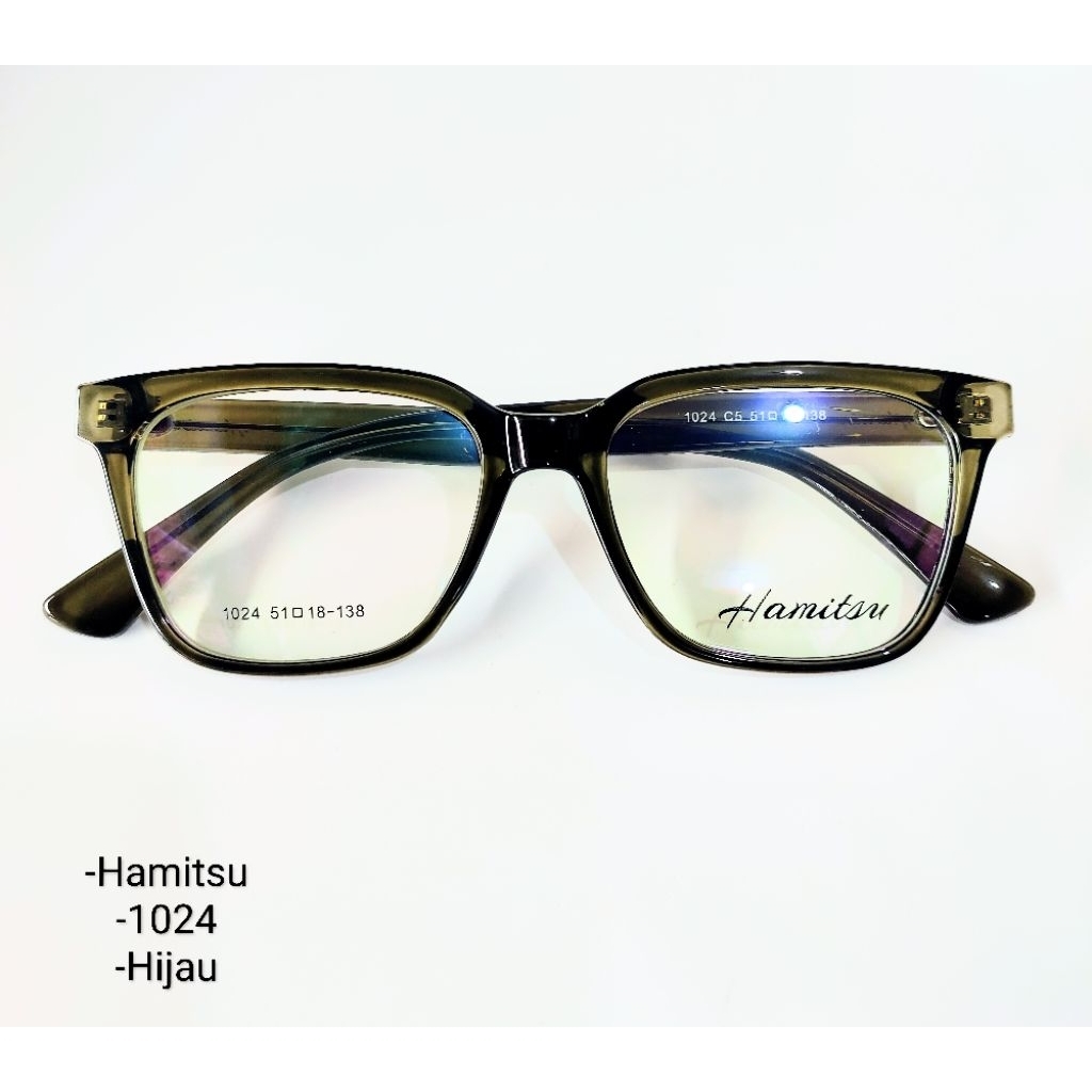 Paket Frame Kacamata Minus Kotak Hamitsu 1024 Lensa Photocromic Atau Antiradiasi Vintage Unisex