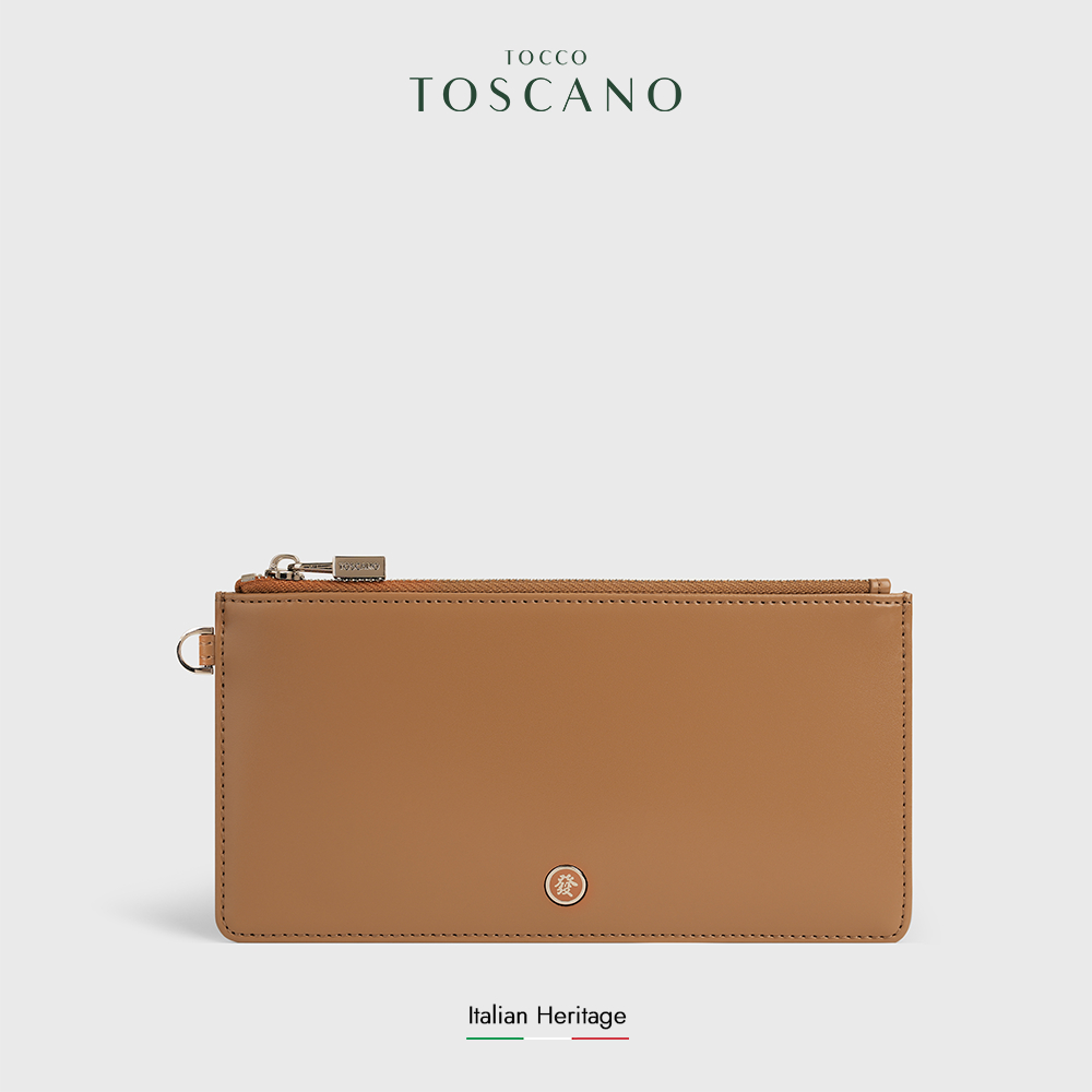 Tocco Toscano Mahjong Slim Card Wallet - Dompet Kartu Wanita Kulit Sapi Asli (Toffee)