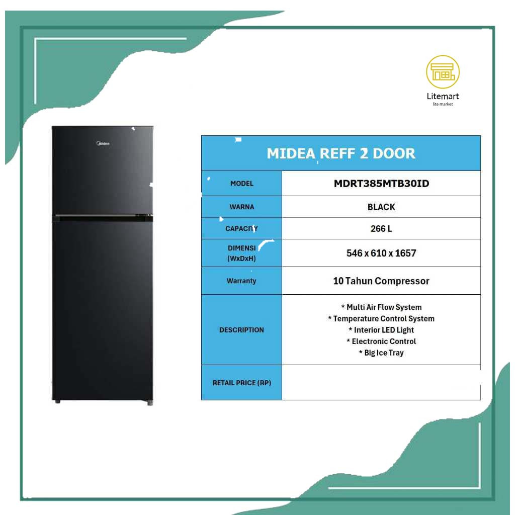 MIDEA KULKAS 2 PINTU MDRT385MTB30ID