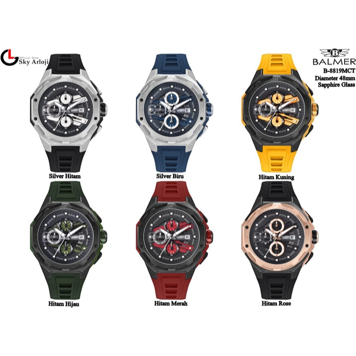 Balmer 8818 Jam Tangan Pria Chronograph Sapphire Glass-Rubber
